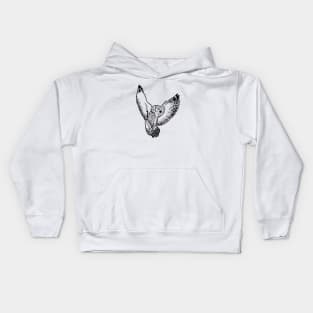 Flying Owl Line Art Kids Hoodie